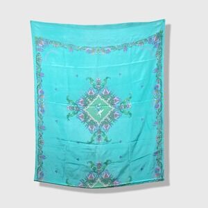 1987 Siddha Yoga Dham Scarf Women Om Namah Shivaya Silk Boho Spiritual Mandala